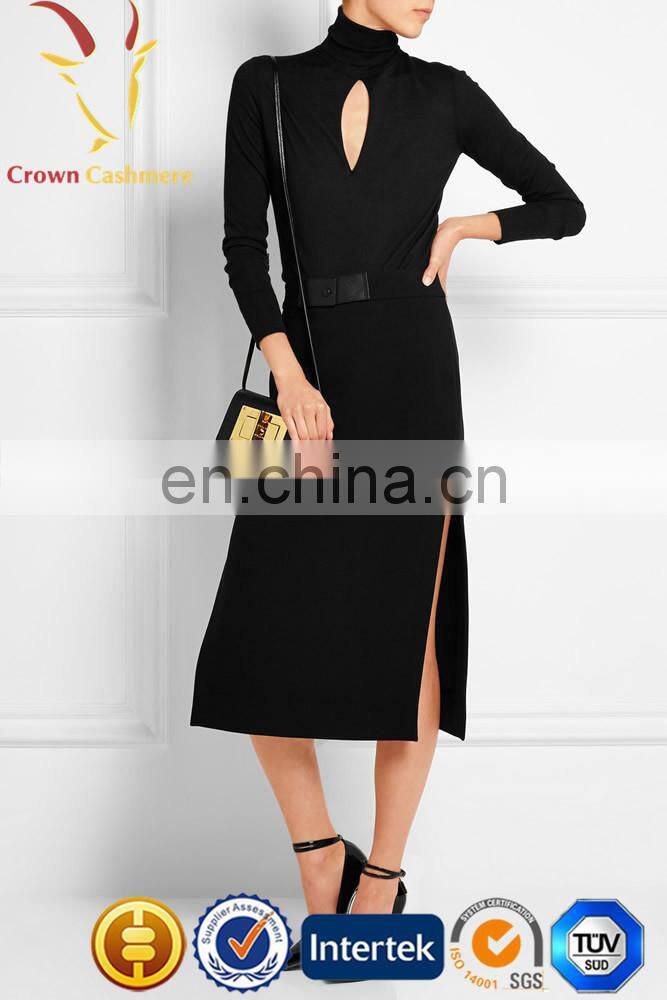 Women Fashionable Black Turtle Neck Cashmere Pullover Sweater