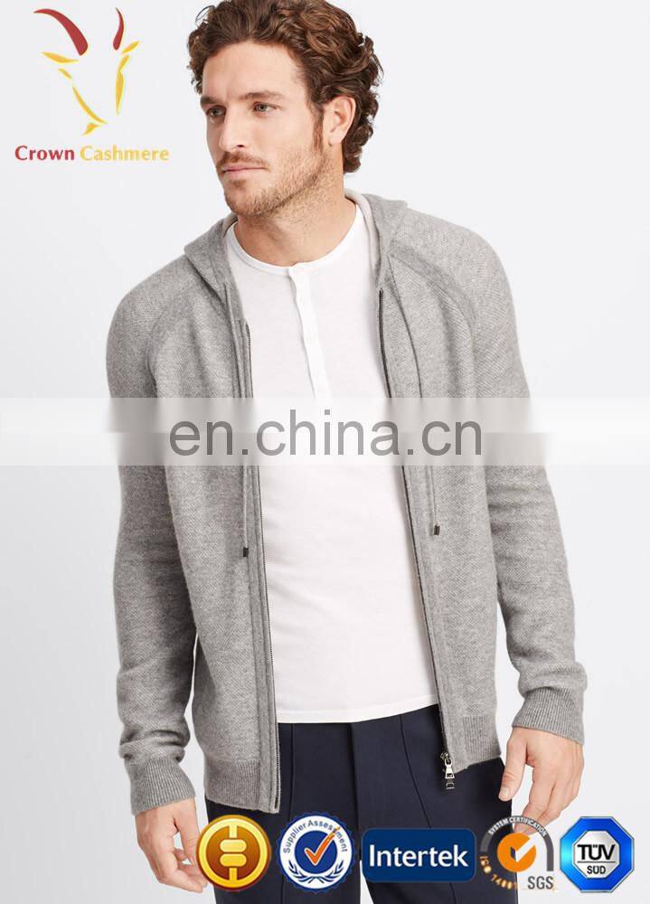 Cashmere Men Casual Hooded Knitted Cardigan Sweater