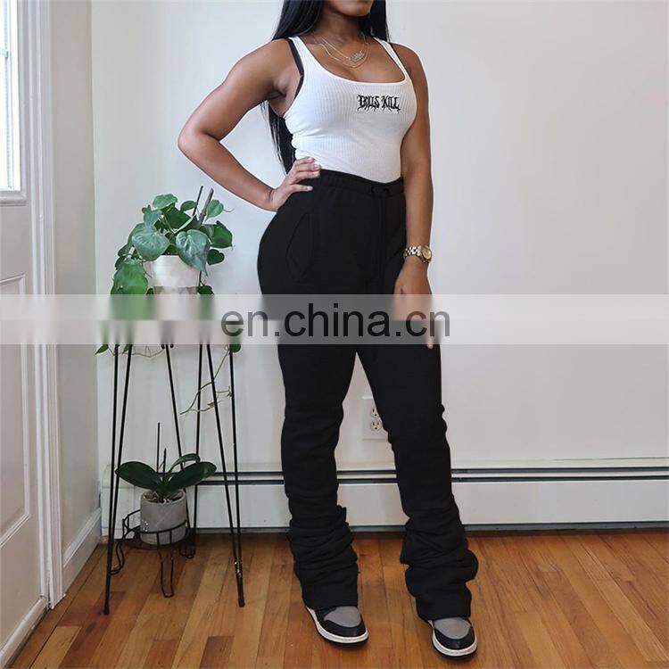 Women Autumn Fall Winter Thicken Fleece Stacked Sweat Women Pants Women Trousers