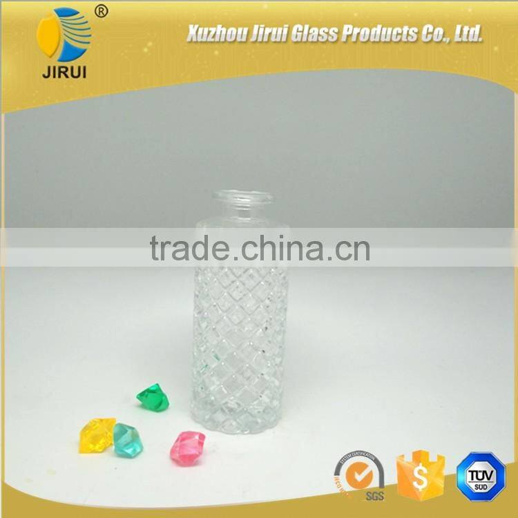 Clear diamond reed diffuser glass bottle with cork stopper