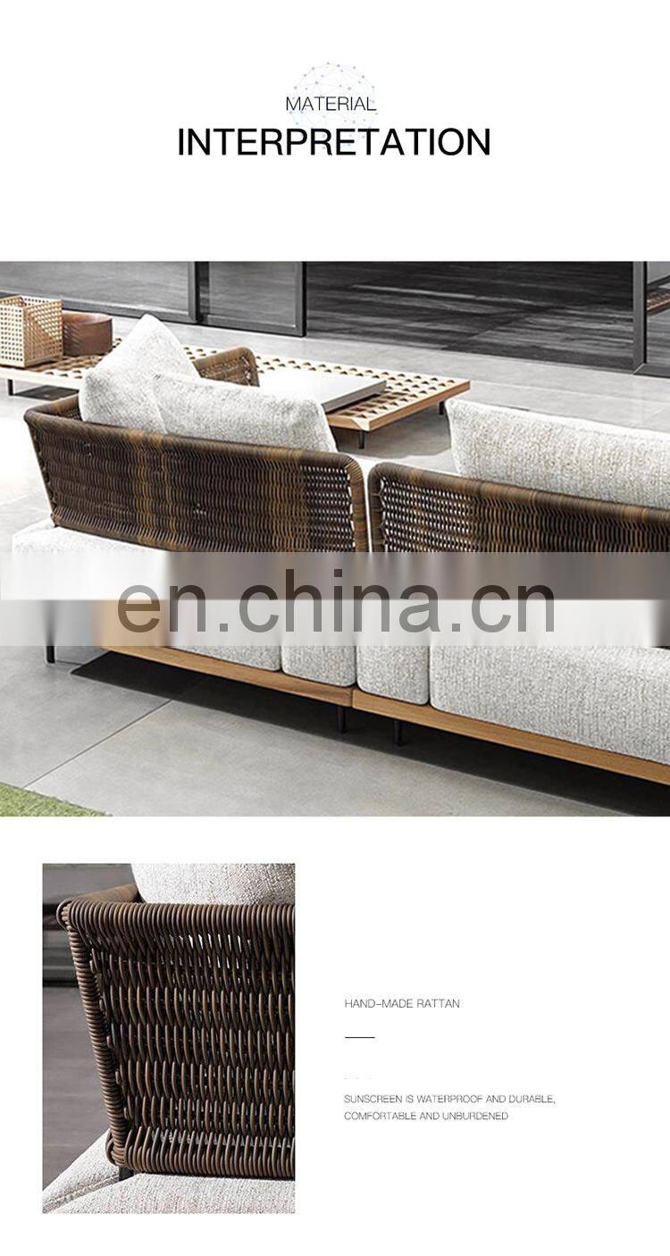 Hand-made Patio Outdoor Rattan Furniture Rope Weaving Sofa Set for Garden Furniture Outdoor