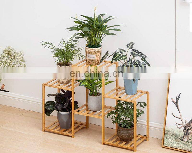 Bamboo 6 Tier Plant Stand Rack Multiple Flower Pot Holder Shelf Indoor Outdoor Planter Display Shelving Unit for Patio Garden