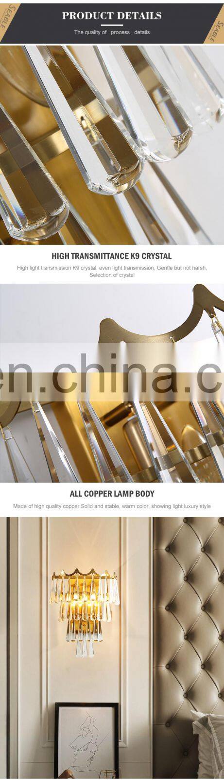 Luxury Design Corridor Home Hotel Decoration Fixtures Crystal Indoor Wall Lamp