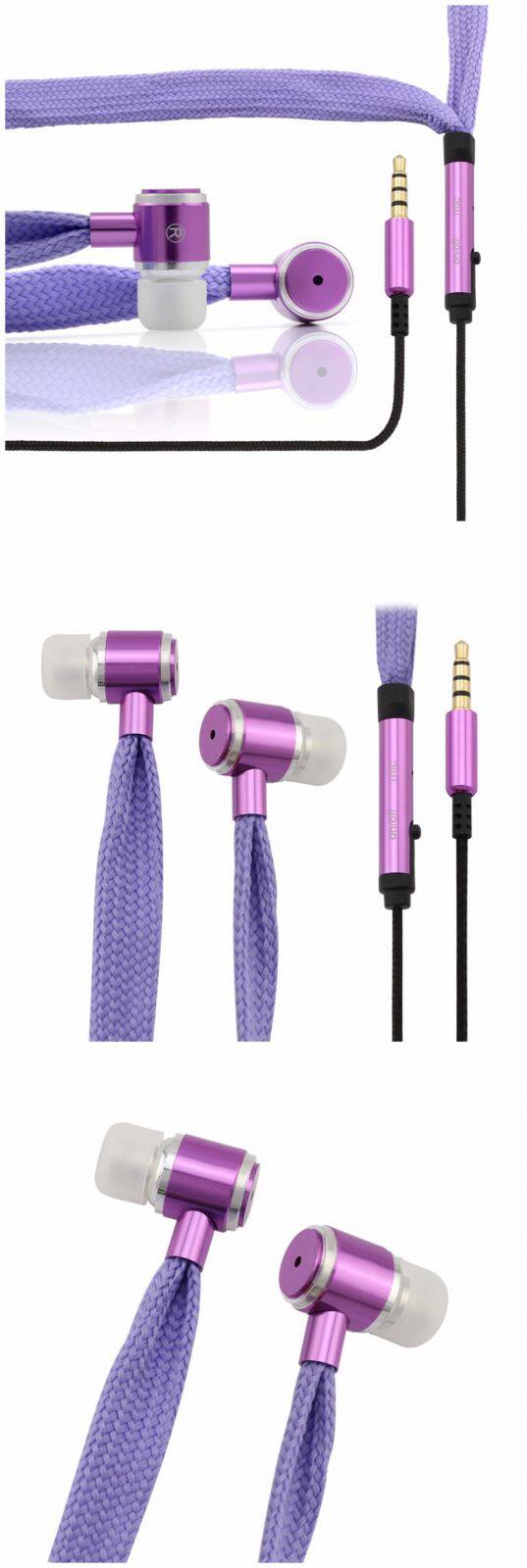 Air Tube Rope Braided Flat Cable Wired Earphones With MIC Headset