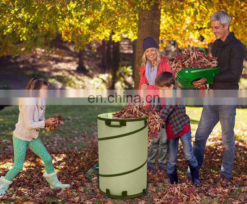 30 Gallon Canvas Garden Waste Bag Bucket Pop-up Reusable Yard Leaf Bag Holder- Trash Bag Heavy Duty Hardened Bottom