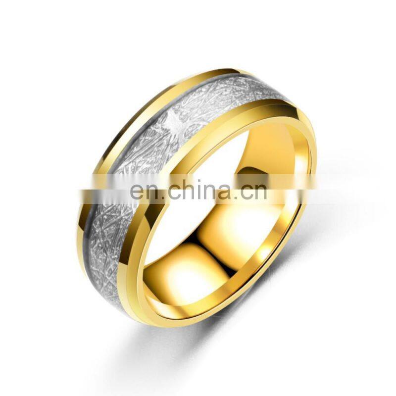8mm Silk Grain Stainless Steel Ring For Men Women Jewelry