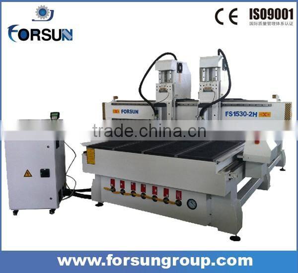 China supplier double spindle 3d cnc router for woodworking, cnc wood cutting machine for wooden door, furniture with low cost
