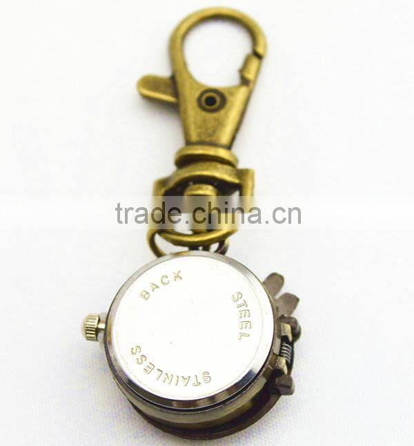 spider key chain wrist watch with metal bronzed chain spider pocket watch