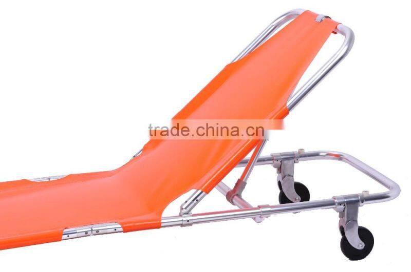 Ambulance folding stretcher with dual wheels adjustable back angle