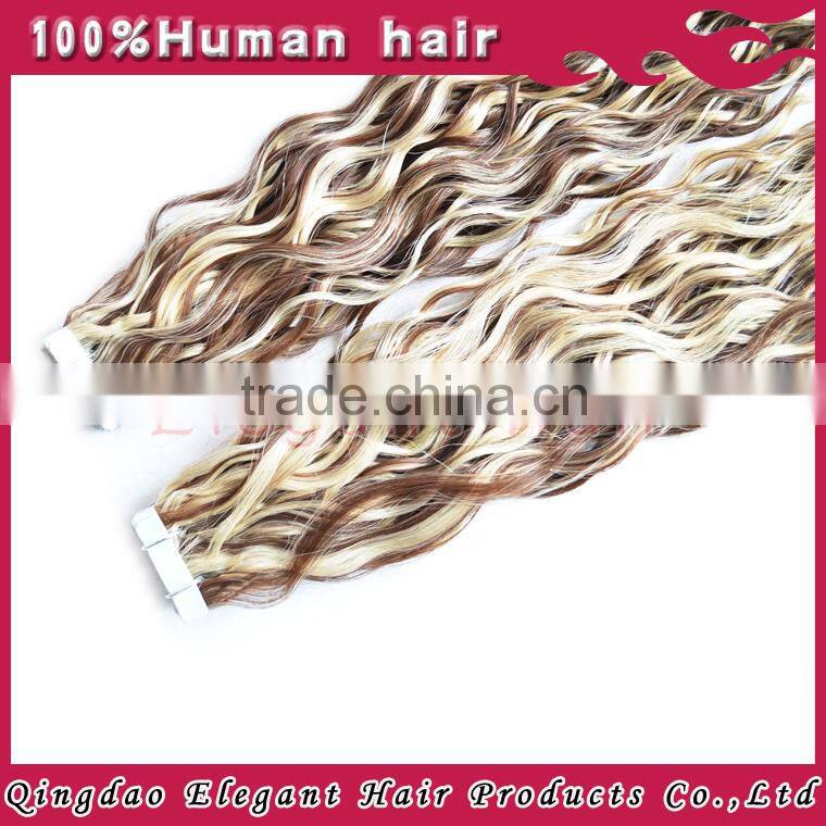 Wholesale double drawn curly mixed colors virgin brazilian hair curly tape hair extensions