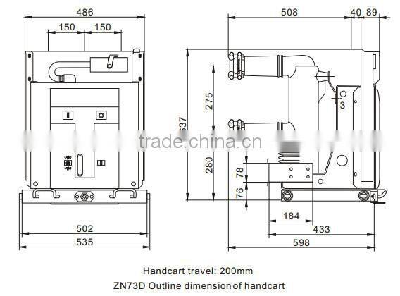 ZN73D-12 china manufacturer Indoor AC HV Vacuum Circuit Breaker