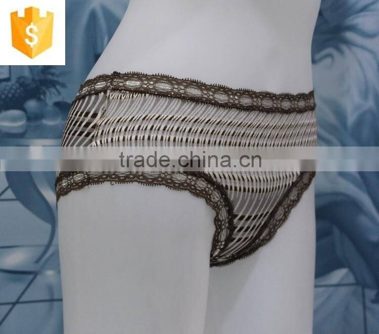 hot sell sexy underwear young lady panty,lace waistband and stripe covering panty