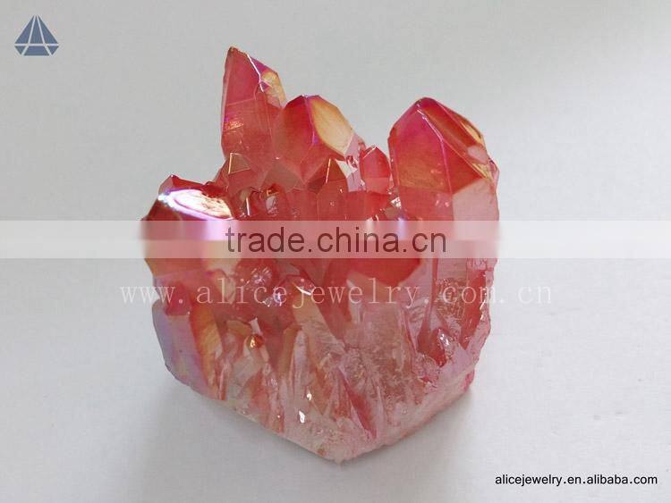 Wholesale Pink/purple/green/blue/champagne/yellow/ruby Aura Quartz Healing Stones and Crystals