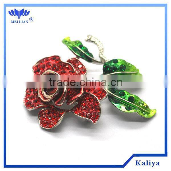 BLACK FLOWER RHINESTONE BROOCH WHOLESALE