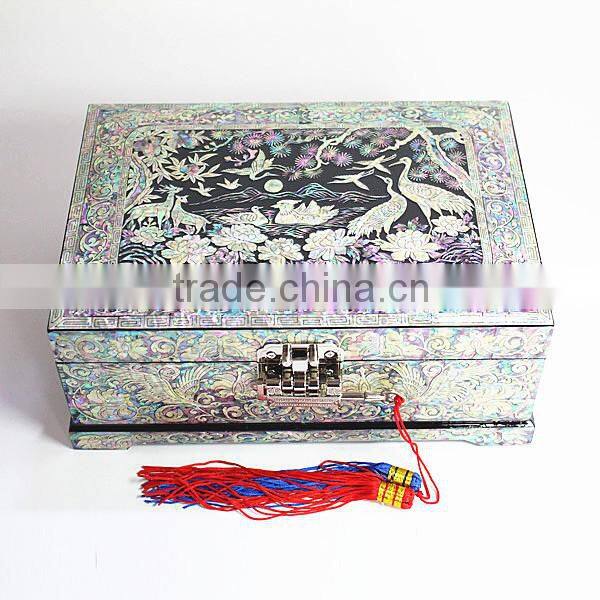 Fancy handmade mother of pearl inlaid jewelry box