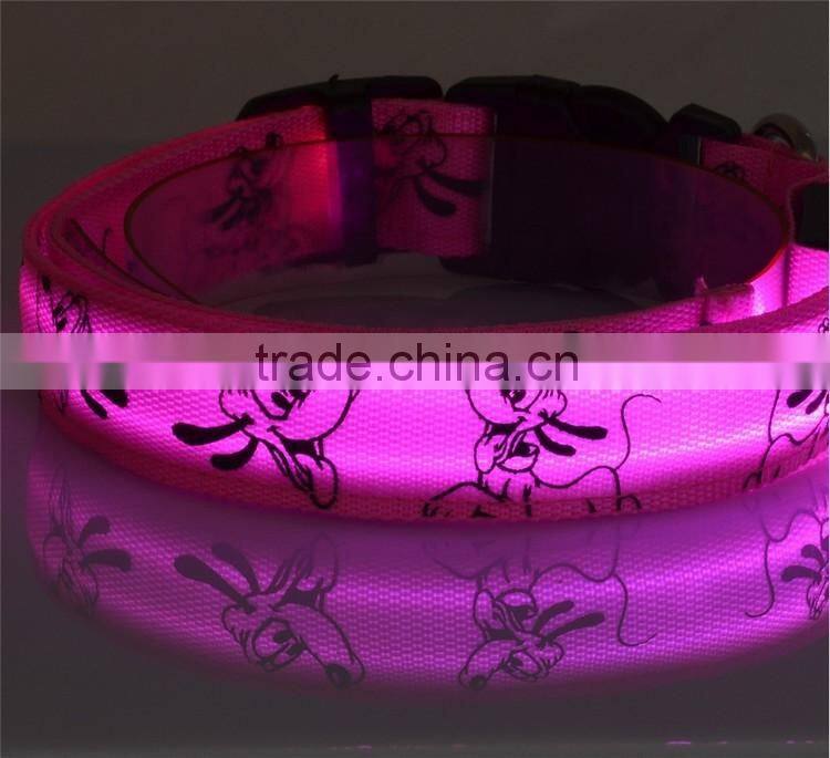 Cute Cartoon Dog LED Nylon Pet Dog Cat Collar Night Safety LED Light-up Flashing Glow in the Dark Lighted Dog Collars