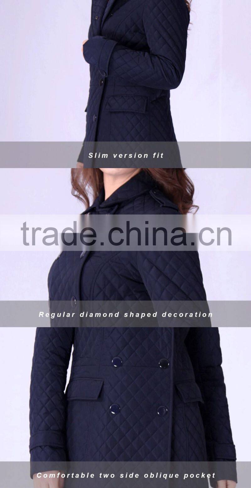 2016 Spring New Design Long Slim Fit Women Lapel Parka