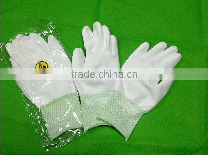 Top Sale White carbon fiber ESD PU palm fit with nylon liner Safety Working Gloves