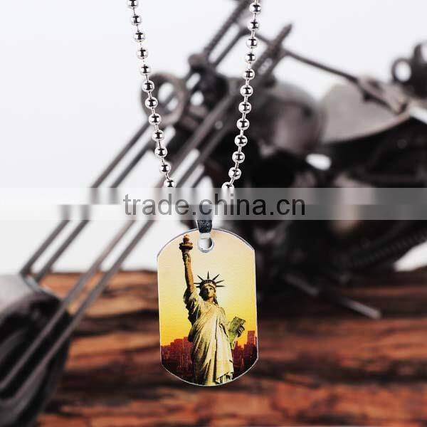 New Design Ball Chain Stainless Steel Statue of Liberty Print Tag necklace