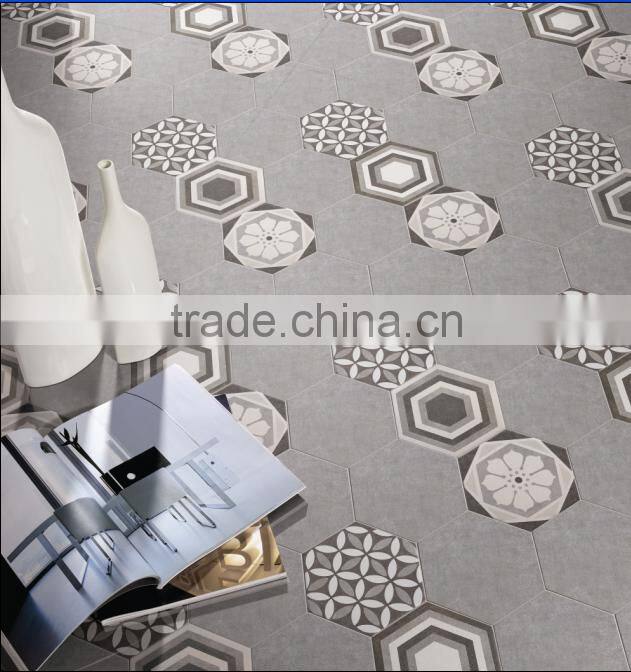 nice decorative grey color flower hexagon tile for wall and floor
