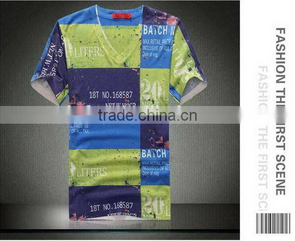 Cheap stylish men v neck short sleeve tee shirt