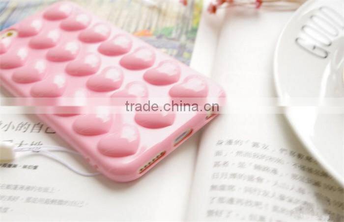 hand strap cute fashion soft tpu cover heart case for iphone 6 6s plus