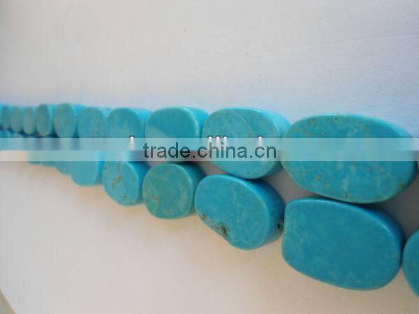 Wholesale blue turquoise oval beads double flat jewelry beads