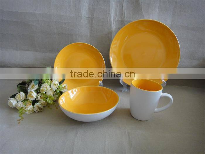 new design products 16pcs double glazed melamine stoneware dinner set