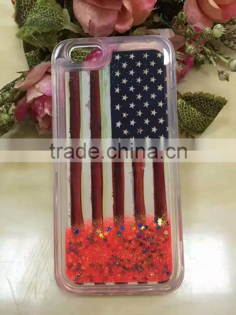 USA UK Flag Liquid Glitter Stars Bling Moving Latest Design TPU Case Cover For iPhone & Samsung