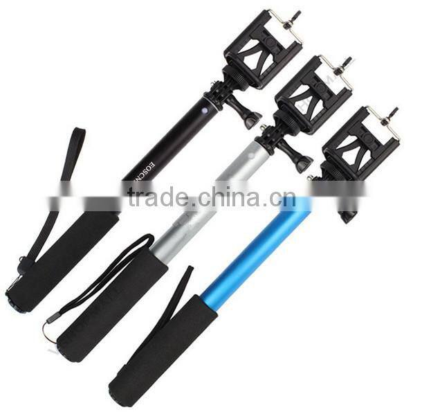 wirless Self-lock Extendable Monopod + Tripod Mount Adapter + Phone Clip Holder for GoPro Camera for iPhone Samsung Phone