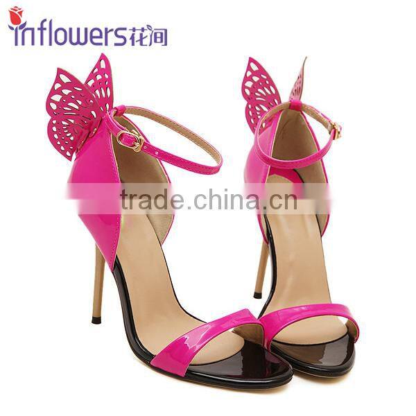 Back butterfly ankle strap fashion lady dress shoes,girls high heels