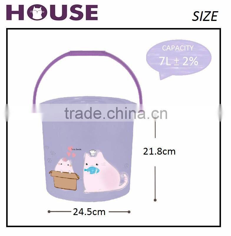 Kitty pattern water bucket with lid -7L