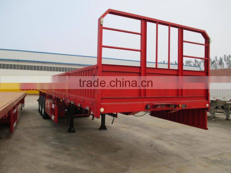 3-axle side wall open cargo transportation side breast board semi trailer for sale