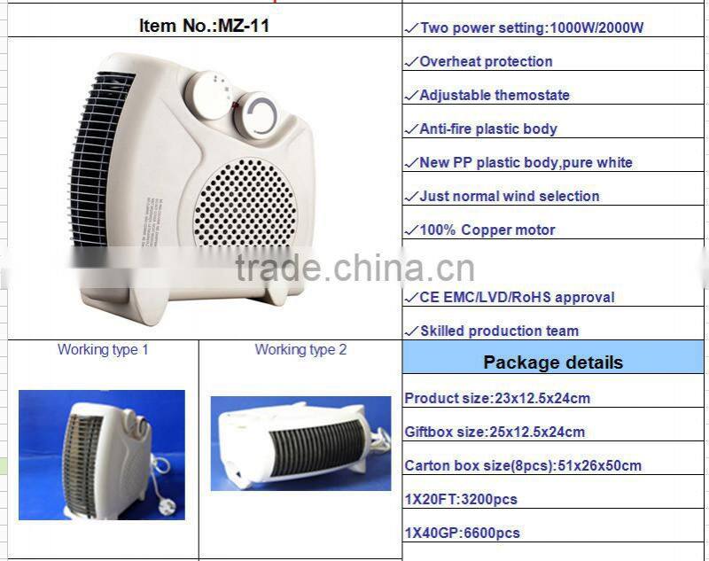 fan heater electrical heater electric 220-240V plastic body material fan heater