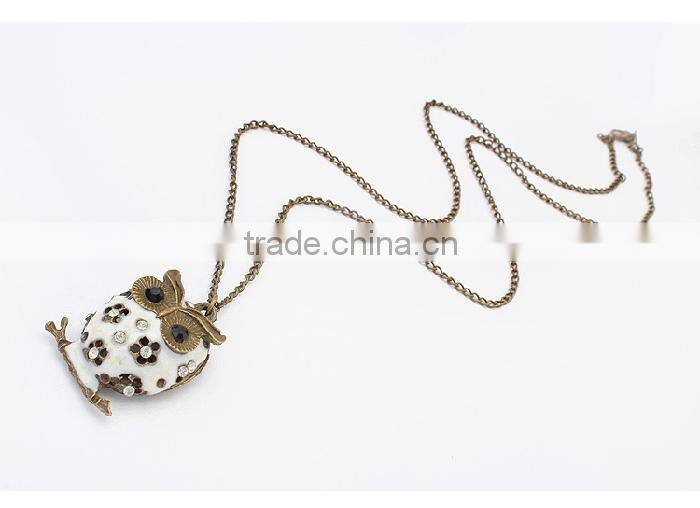 Accessories womens antique gold plated vintage diamond owl pendant necklace