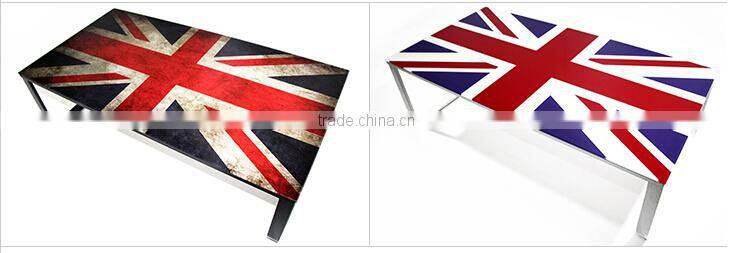 Fashional Retangle Glass Coffee Table With Metal Legs