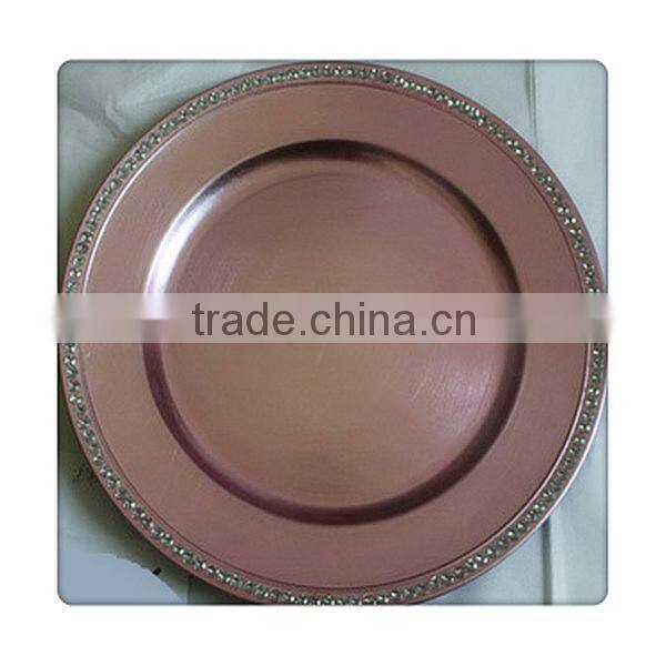 Decorative plastic beaded charger plates