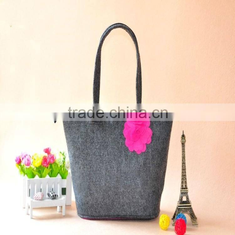 Women Famous Brand Japanese Style Simple Design Patchwork Shoulder Bag Shopping Bags Tote Wool Felt Handbags