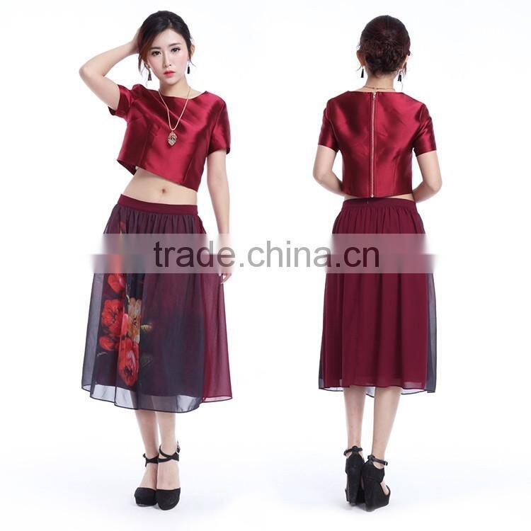 2016 new arrival A-line ladies formal red long skirt suit wholesale
