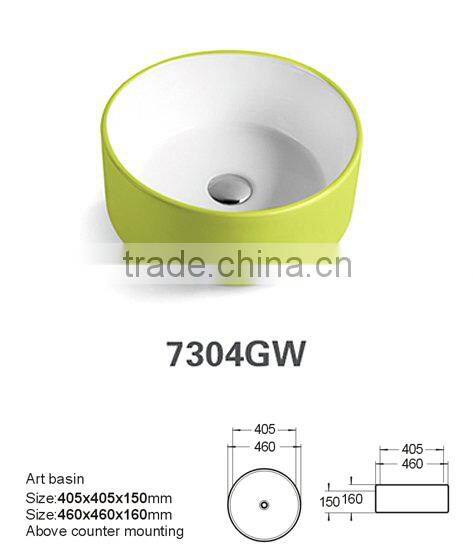 High quality ceramic counter top unique bathroom sink without faucet hole
