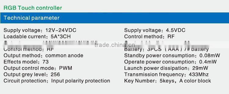 AC85~265V 50/60Hz 14keys RF 24G Packet Radio wireless to tuch controller/Dimmer for led strip light
