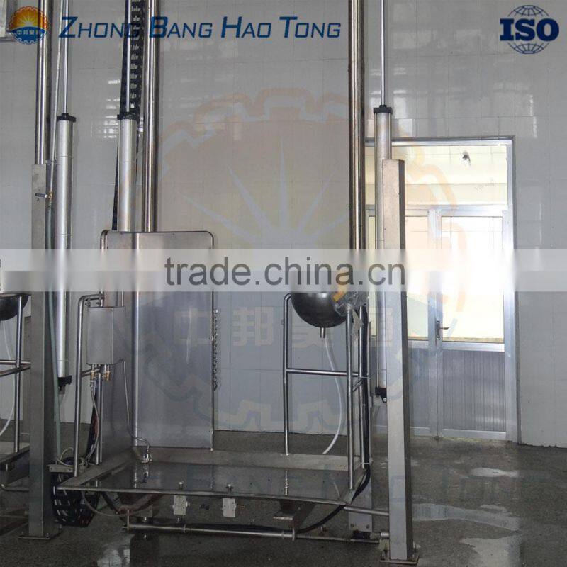 cattle skin removing machine with motorized elevating roller for cattle slaughterhouse