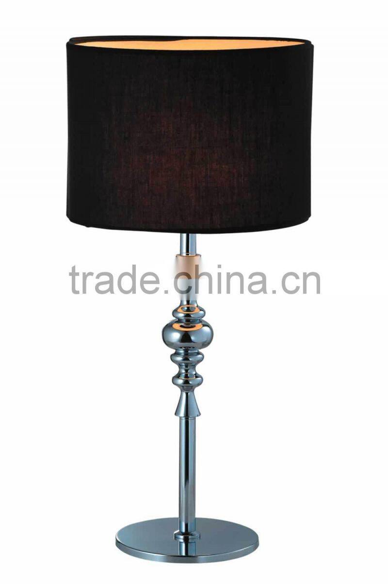 Contemporary cross metal holder double square brown fabric shade hotel bedroom table light