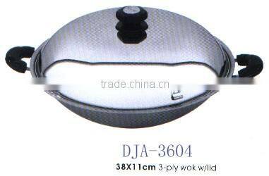 AH3602 32CM 34CM 36CM 38CM STAINLESS STEEL 201 CHINESE WOK SET