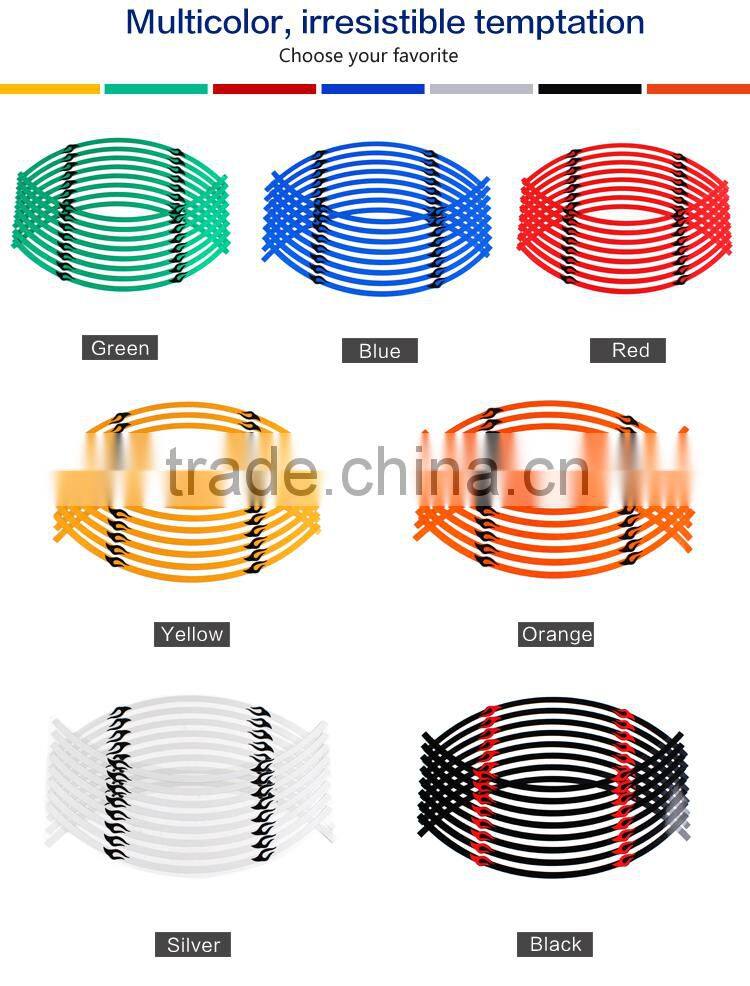 Car motorcycle reflective wheel rim protector 16 stripes