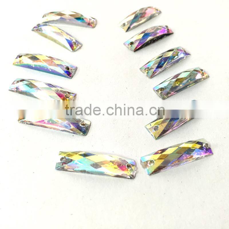 7*21 ab color rectangle flat back faceted sewing on craft trimming garment accessories sew on 2 holes
