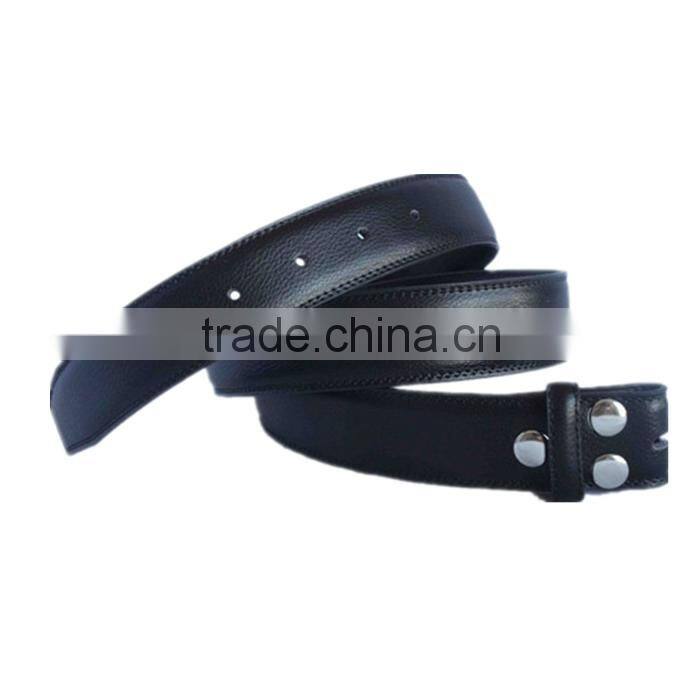 Cutting Edge Snap-on Black Leather Belt Without Buckle