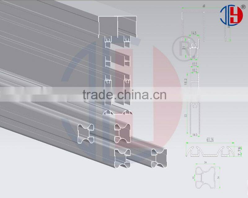From 5mm to 18mm thinkness aluminum profile for wardrobe slidind door
