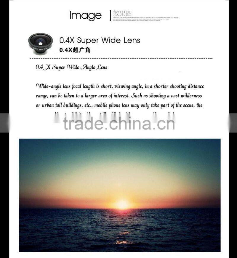 Universal Circular Clamp 0.4x super wide angle lens Wide Angle Camera Lens Optical Lens circle clip lens for iPhone 5 4 4S Samsu