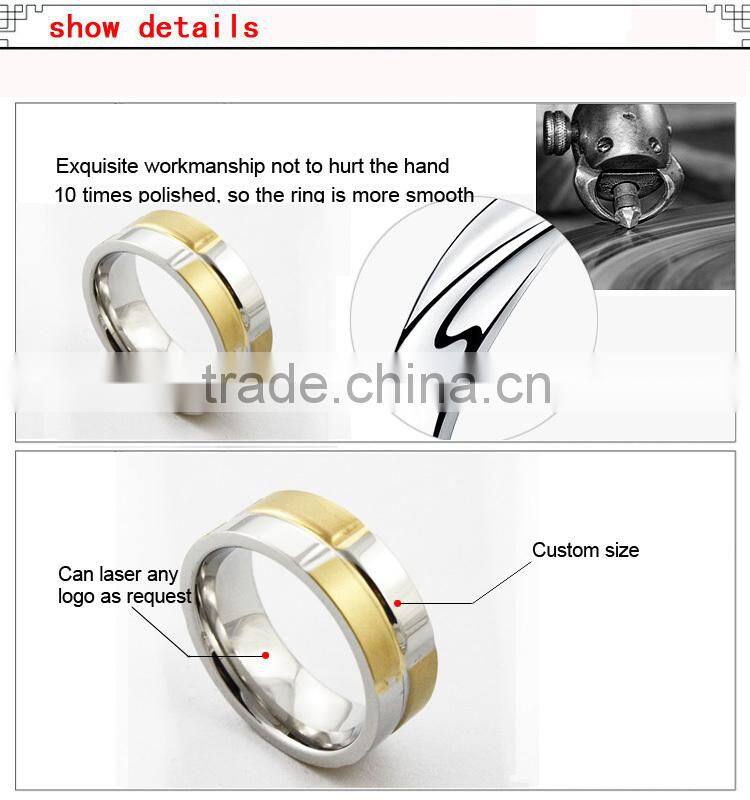8mm gold plated polished 316L Stainless Steel finger rings for men wholesale